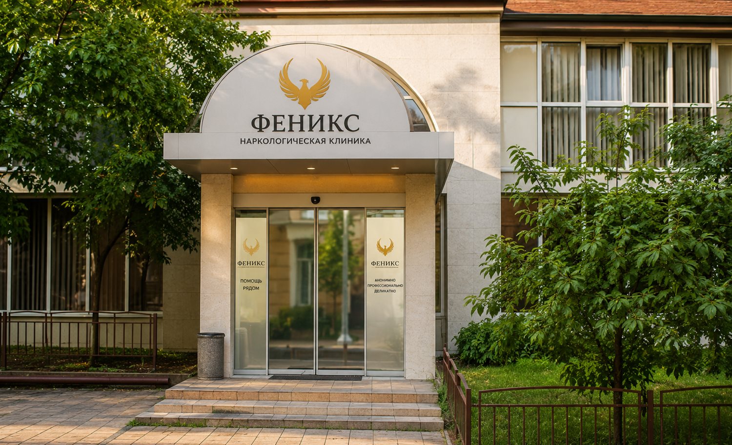 Вход в наркологическую клинику «Феникс» в Балахне